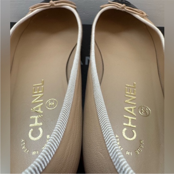 Authentic Chanel Women's Beige and Black ballet flats - Picture 9 of 13